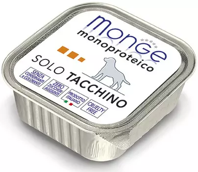 Влажный корм для собак Monge Monoproteico Solo паштет из индейки 0,15 кг