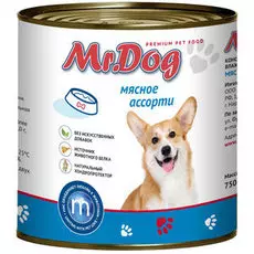 Влажный корм для собак Mr.Dog Мясное ассорти 0,75 кг
