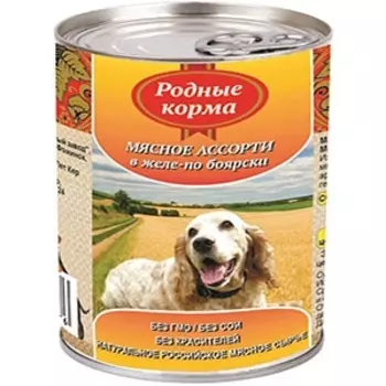 Влажный корм для собак Родные Корма Мясное ассорти в желе по-боярски 0,41 кг
