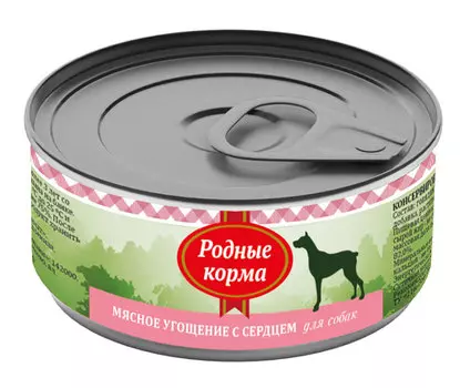 Влажный корм для собак Родные Корма Мясное угощение с Сердцем 0,1 кг