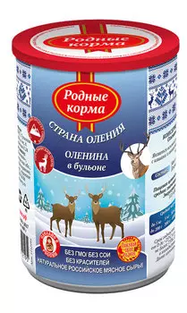Влажный корм для собак Родные Корма оленина в бульоне 0,4 кг
