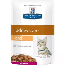 Влажный корм Hills Prescription Diet k/d Feline with Beef Pouch диета для кошек 0,085 кг