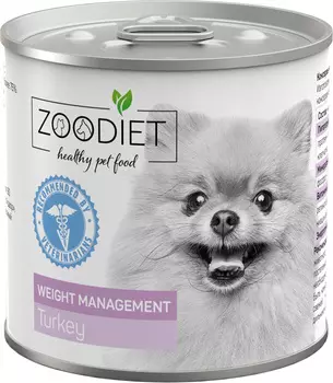 Влажный корм Zoodiet Management при ожирении с индейкой диета для собак 0,24 кг