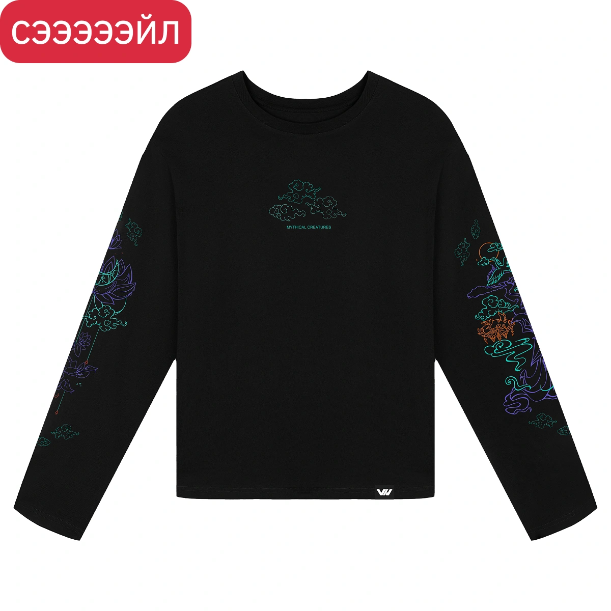 Лонгслив Журавль и лотос