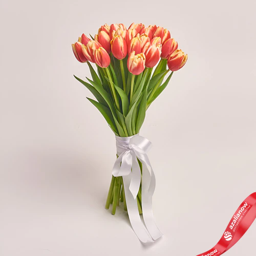 Фото 1: 25 красно-желтых тюльпанов без упаковки. Сервис доставки цветов AzaliaNow