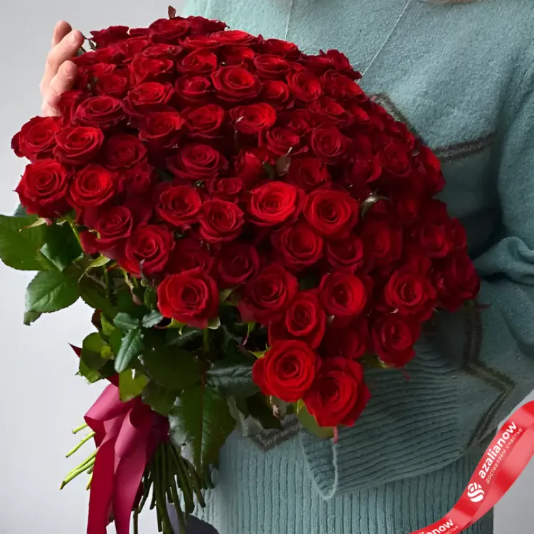 Фото 2: 101 красная роза Гранд 50 см. Сервис доставки цветов AzaliaNow