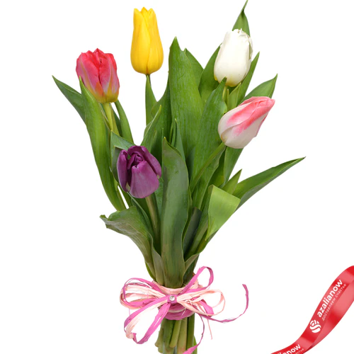 Фото 2: Букет из 5 тюльпанов микс . Сервис доставки цветов AzaliaNow