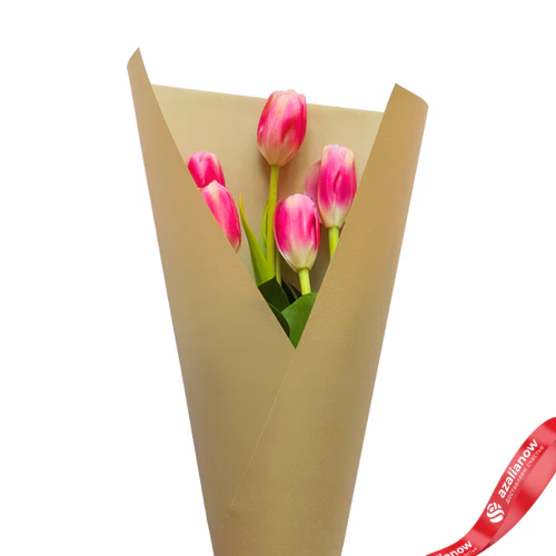 Фото 1: Букет из 5 розовых тюльпанов . Сервис доставки цветов AzaliaNow