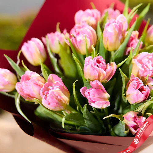 Фото 2: Букет из 20 розовых пионовидных тюльпанов. Сервис доставки цветов AzaliaNow