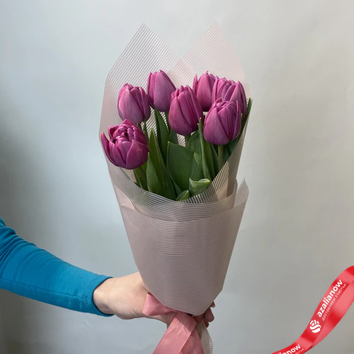 Фото 1: Букет из 7 сиреневых тюльпанов . Сервис доставки цветов AzaliaNow
