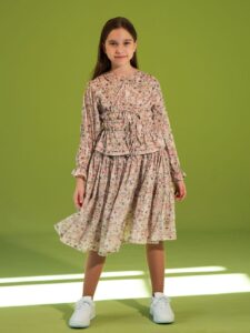 Юбка на девочку с цветочным принтом с оборками