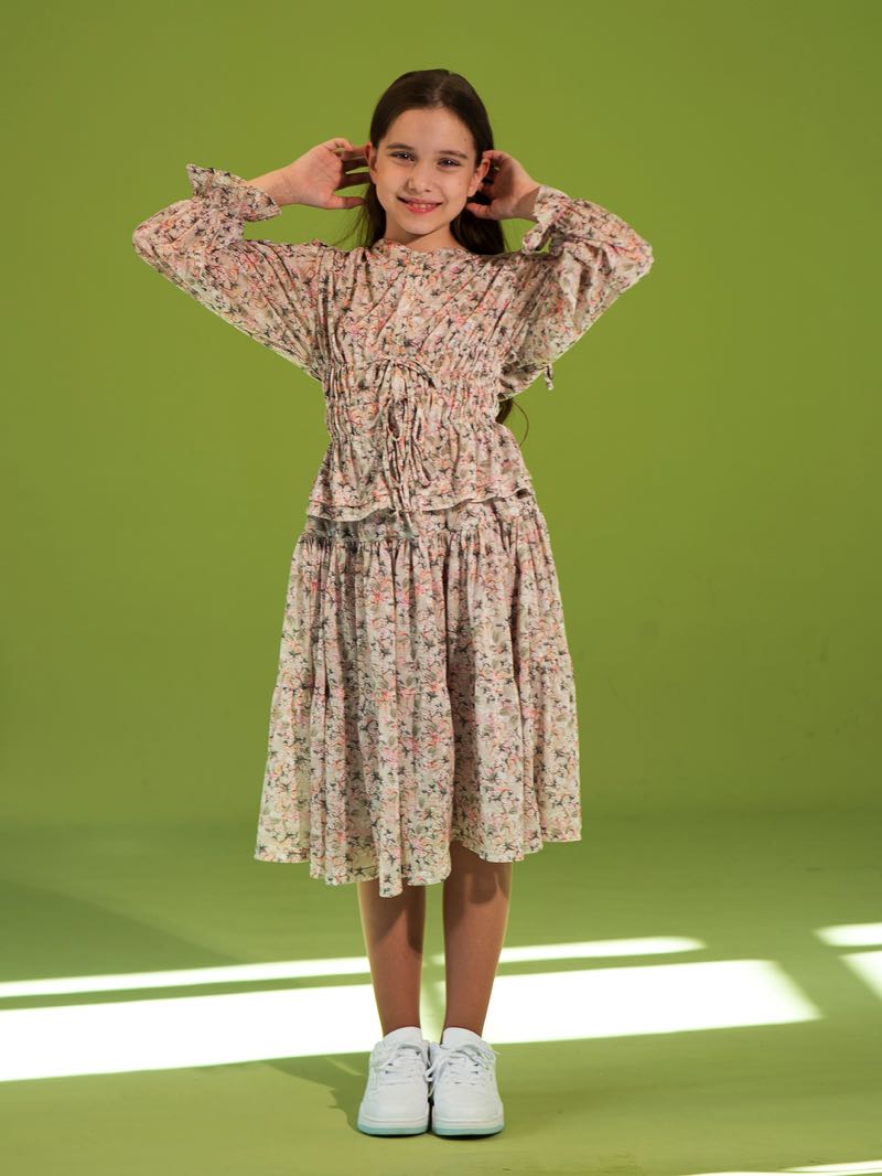 Юбка на девочку с цветочным принтом с оборками