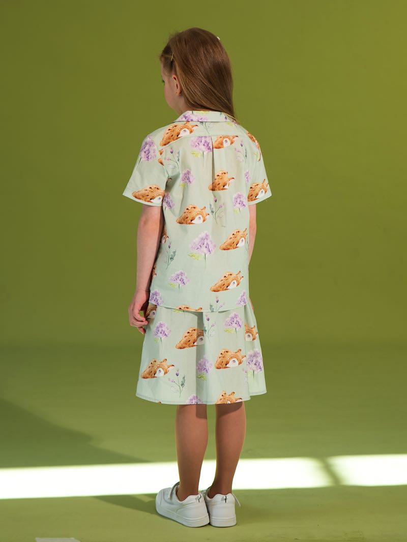 Детская юбка-трапеция с принтом "Оленята"