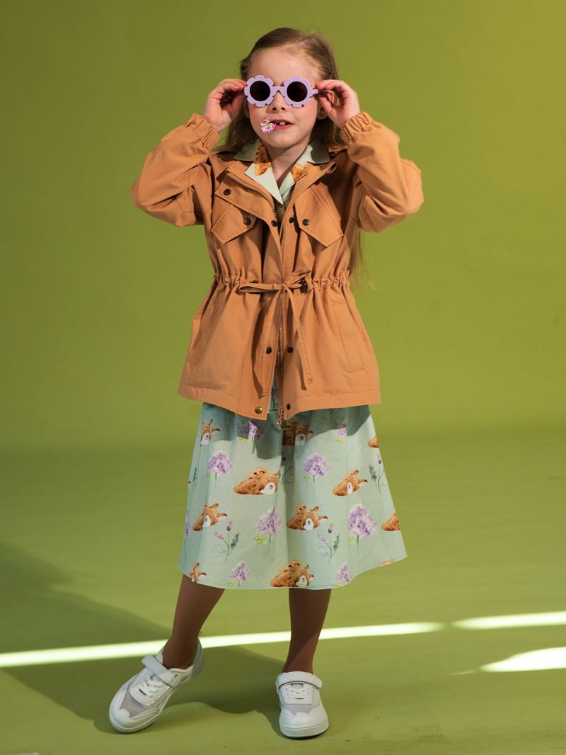 Детская юбка-трапеция с принтом "Оленята"