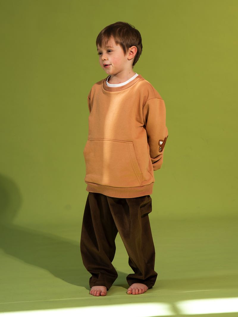 Коричневые детские брюки из вельвета на резинке