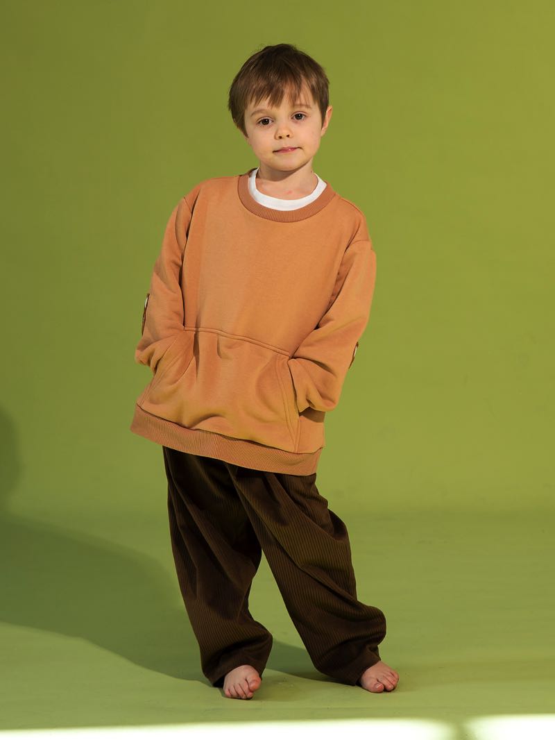Коричневые детские брюки из вельвета на резинке