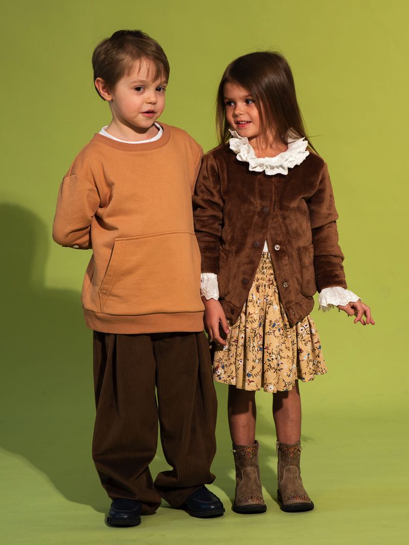 Коричневые детские брюки из вельвета на резинке