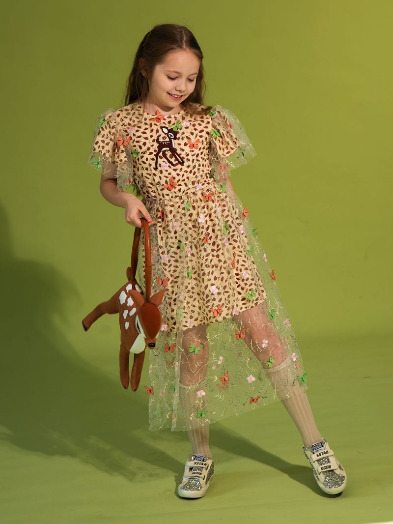 Детское платье из сетки с вышивкой