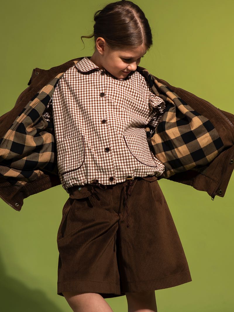 Коричневые детские шорты из вельвета