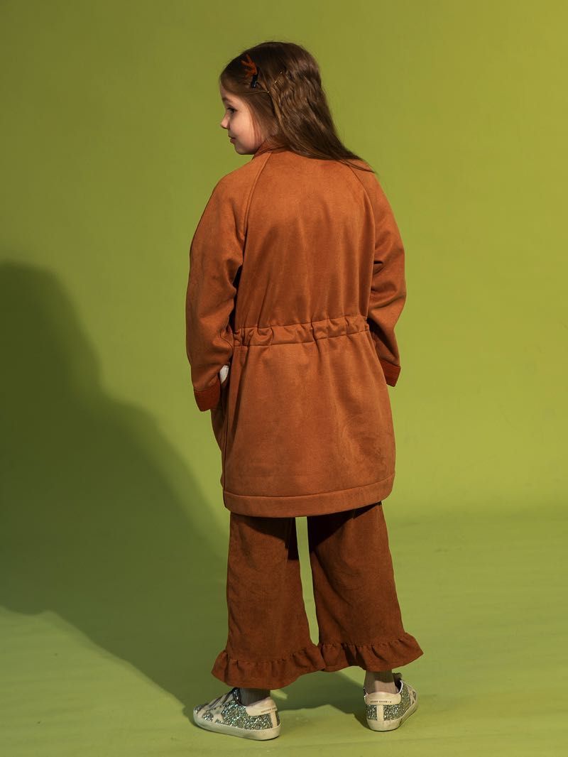 Замшевая весенняя детская куртка-парка