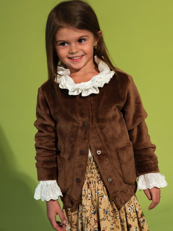 Коричневый детский меховой кардиган на девочку