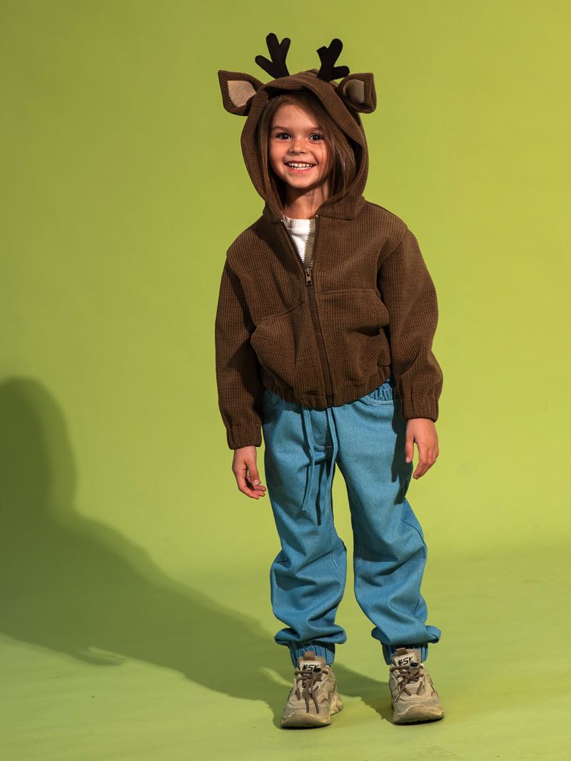Детский зип-худи в рубчик "Олененок"