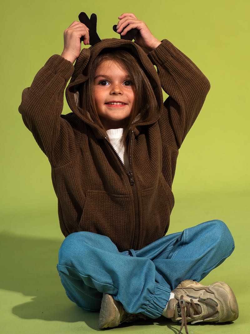 Детский зип-худи в рубчик "Олененок"