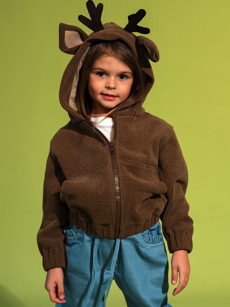 Детский зип-худи в рубчик "Олененок"
