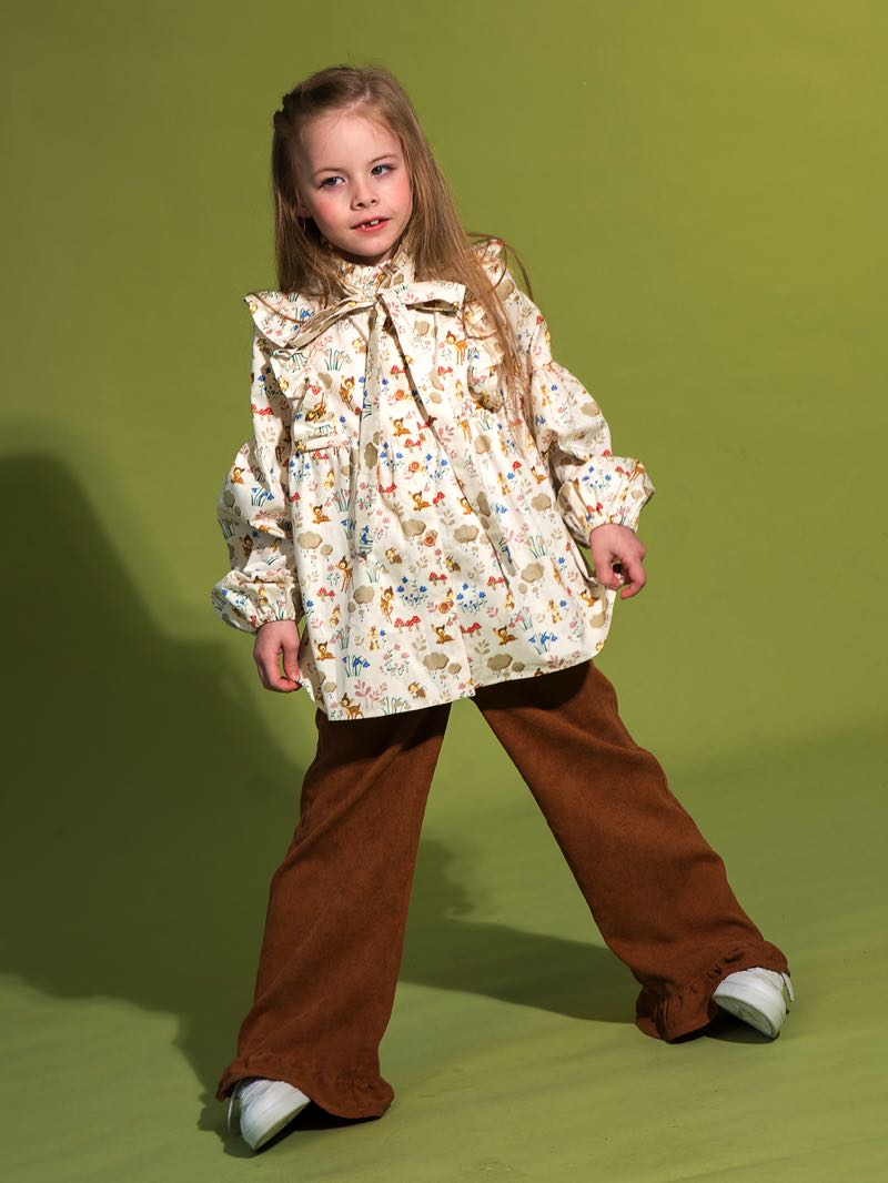 Детская блузка свободного кроя с принтом Бэмби