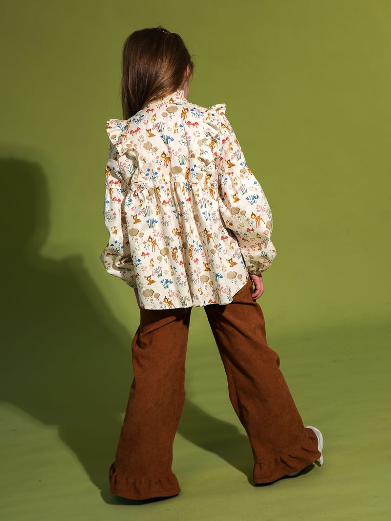 Детская блузка свободного кроя с принтом Бэмби