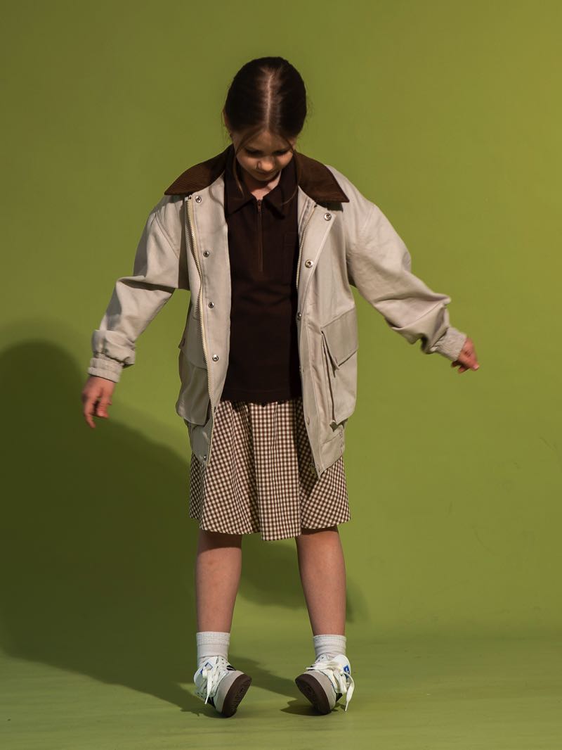 Коричневая детская юбка в клетку виши