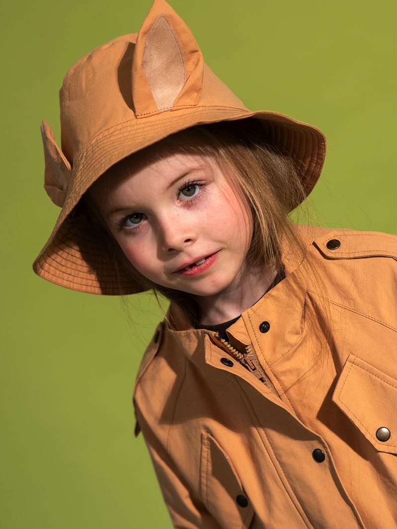 Бежевая детская панама с ушками