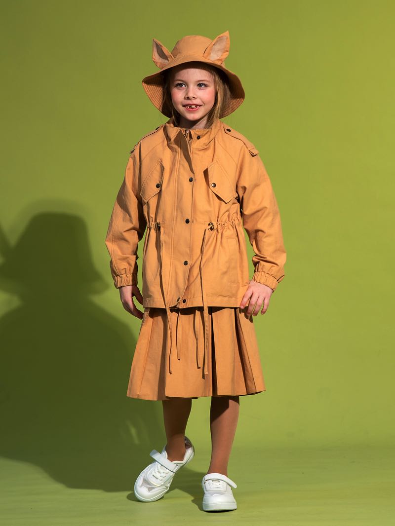 Бежевая детская панама с ушками