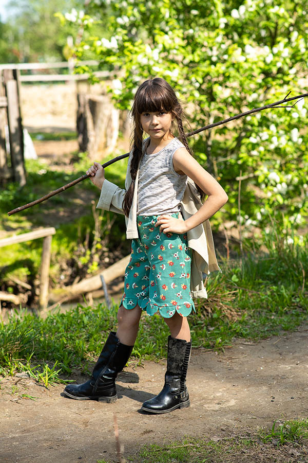 Детский топ в рубчик цвета бежевый меланж