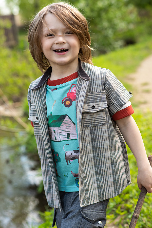 Рубашка из льна в клетку на мальчика