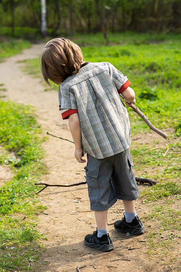Рубашка из льна в клетку на мальчика