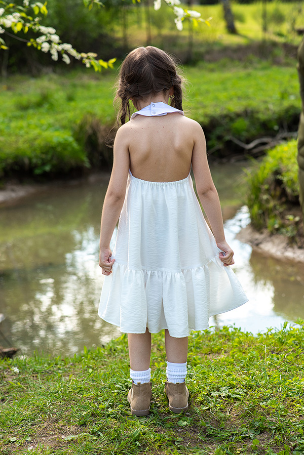 Белый нарядный детский сарафан Гусь