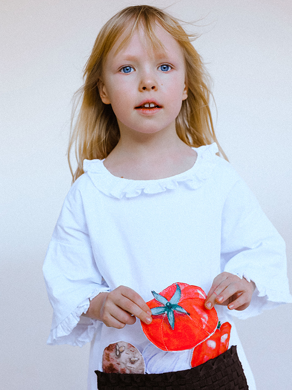 Белое летнее детское платье-туника "Грядка"