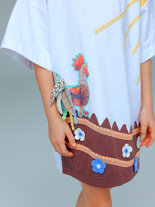 Белое детское платье-футболка "Солнце взойдет"