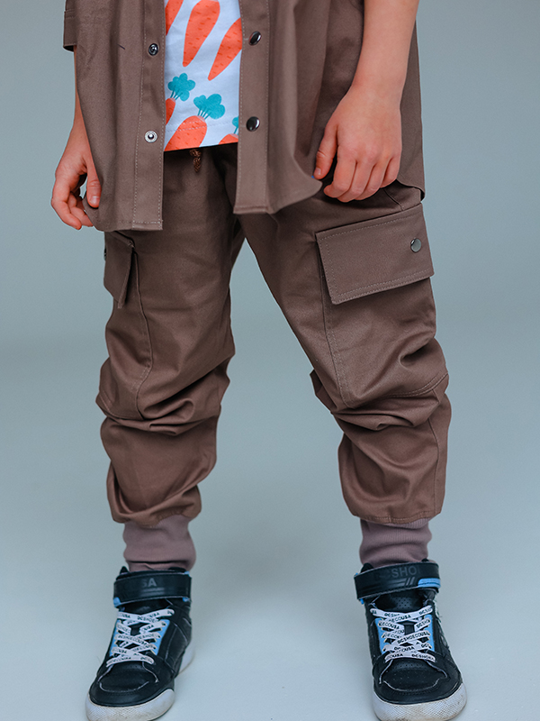 Коричневые детские брюки-карго на мальчика