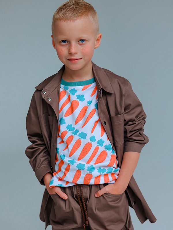 Коричневая джинсовая рубашка для мальчика