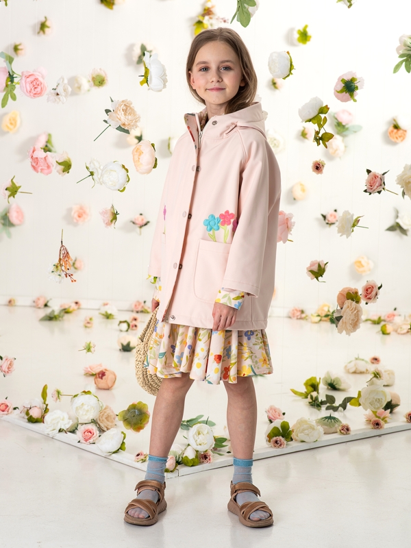Розовая утепленная ветровка с капюшоном на девочку