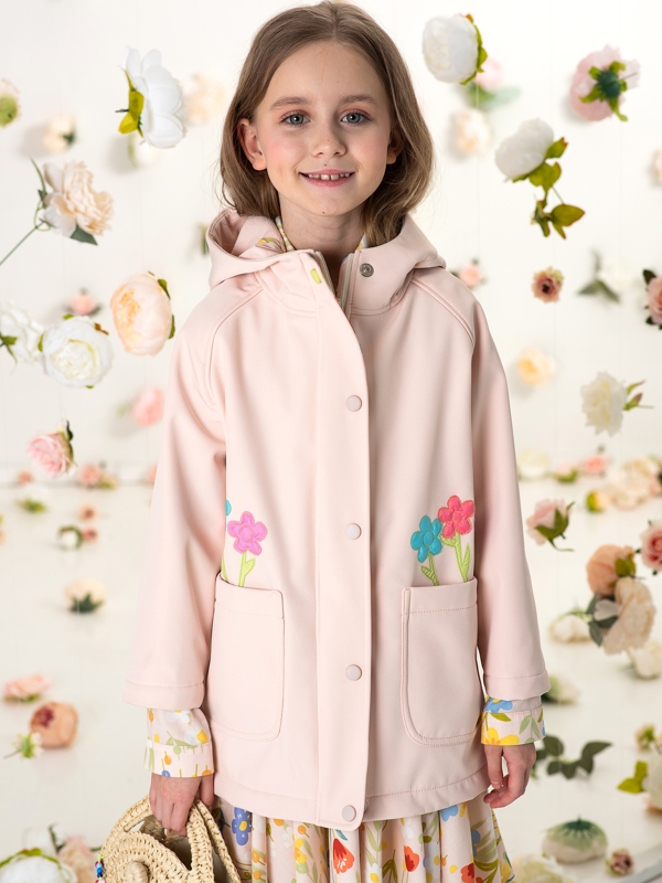 Розовая утепленная ветровка с капюшоном на девочку