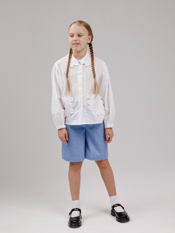 Шорты джинсовые с фигурными карманами