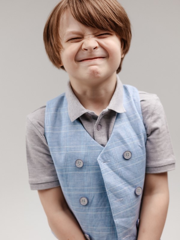 Льняной Двубортный Жилет в Клетку Голубого Цвета с Регулятором Объема