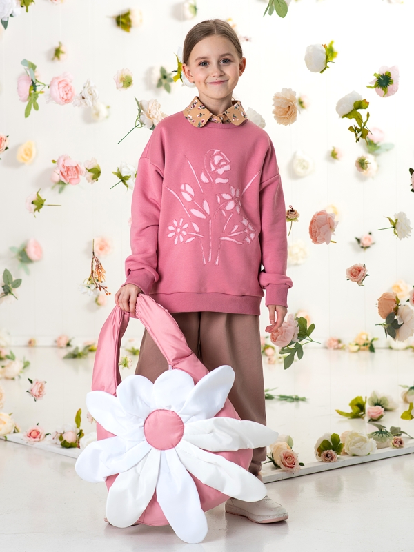 Большая детская розовая сумка-шоппер размера макси "Ромашка"