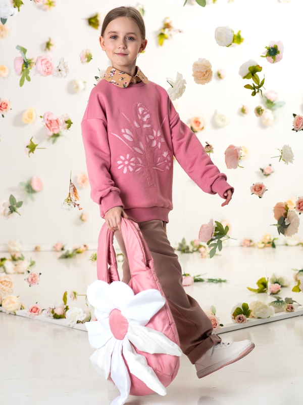 Большая детская розовая сумка-шоппер размера макси "Ромашка"