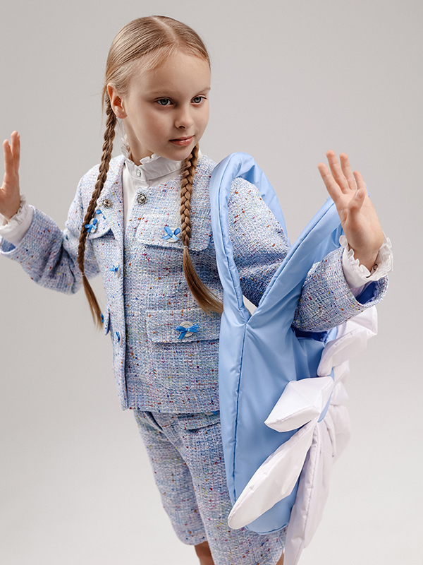 Большая голубая сумка-шоппер размера макси "Ромашка"