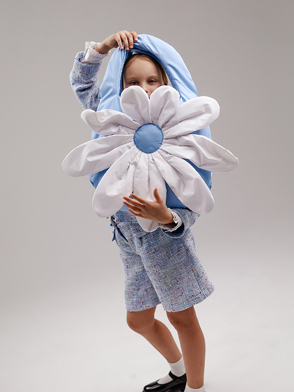 Большая голубая сумка-шоппер размера макси "Ромашка"