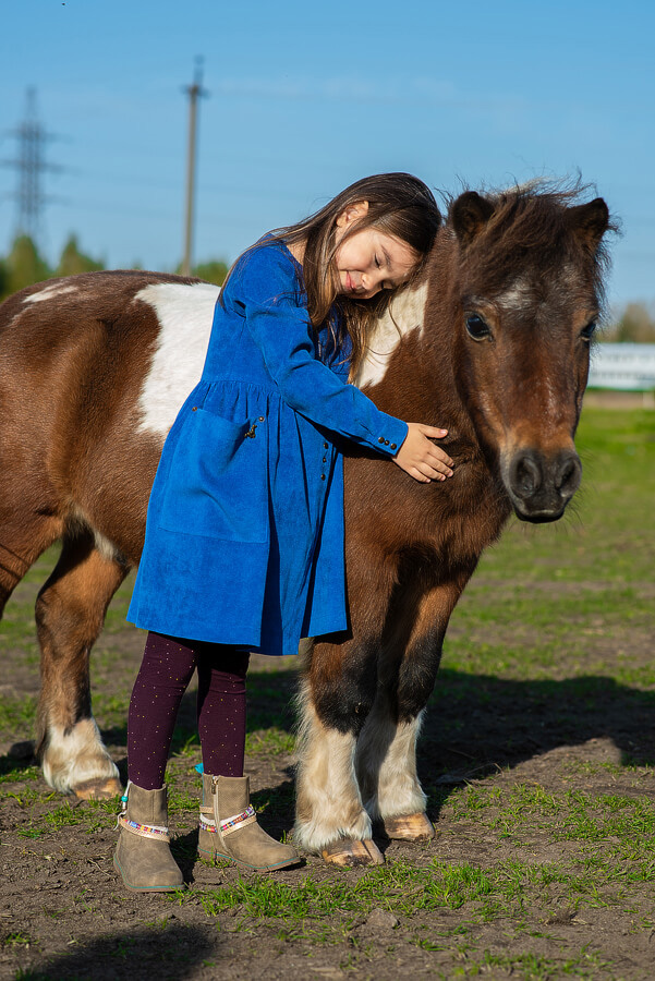 Вельветовое синее детское платье-туника для девочки